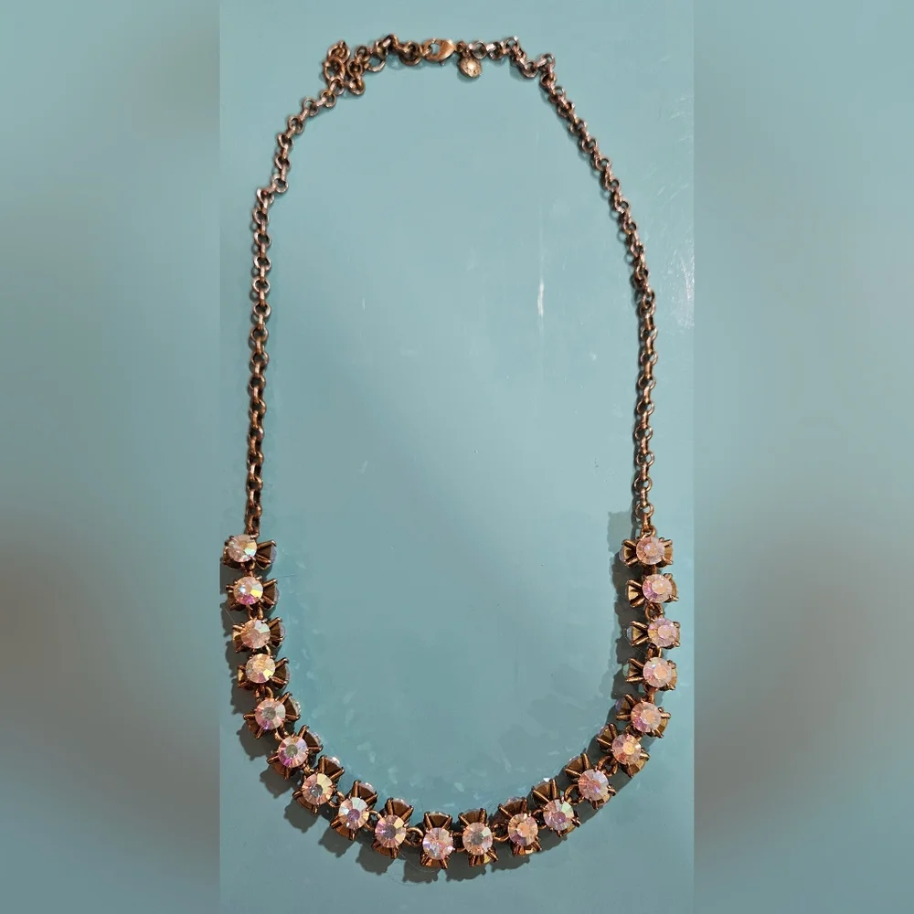 J. Crew Sparkling Aurora‎ Borealis Starburst Necklace with Elegant Gold Details